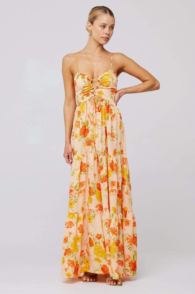 Beverly Printed Cut-out Maxi Slip Dress Mssaz Desses