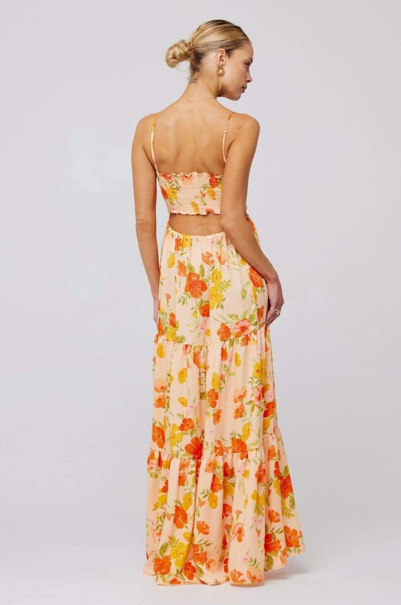 Beverly Printed Cut-out Maxi Slip Dress Mssaz Desses