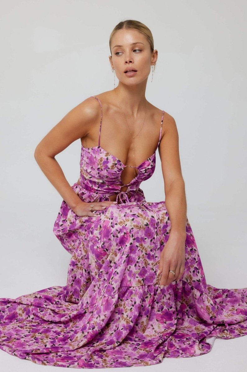 Beverly Printed Cut-out Maxi Slip Dress Mssaz Desses