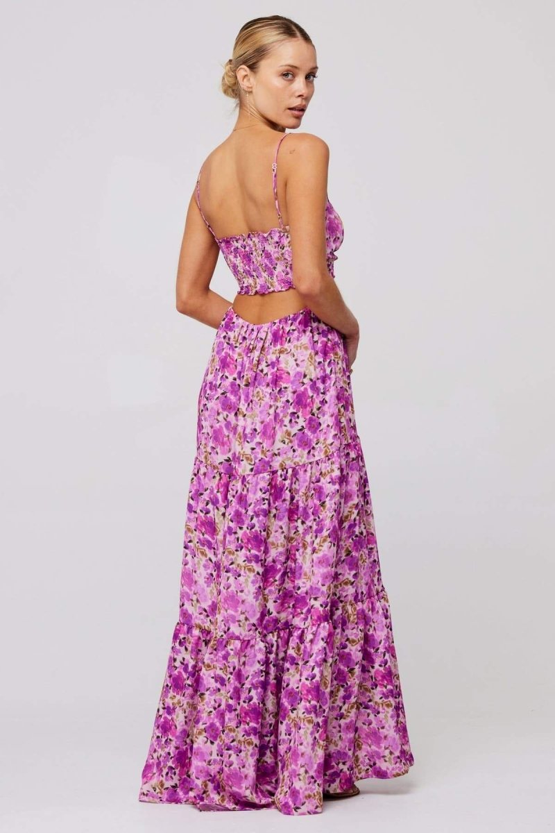 Beverly Printed Cut-out Maxi Slip Dress Mssaz Desses