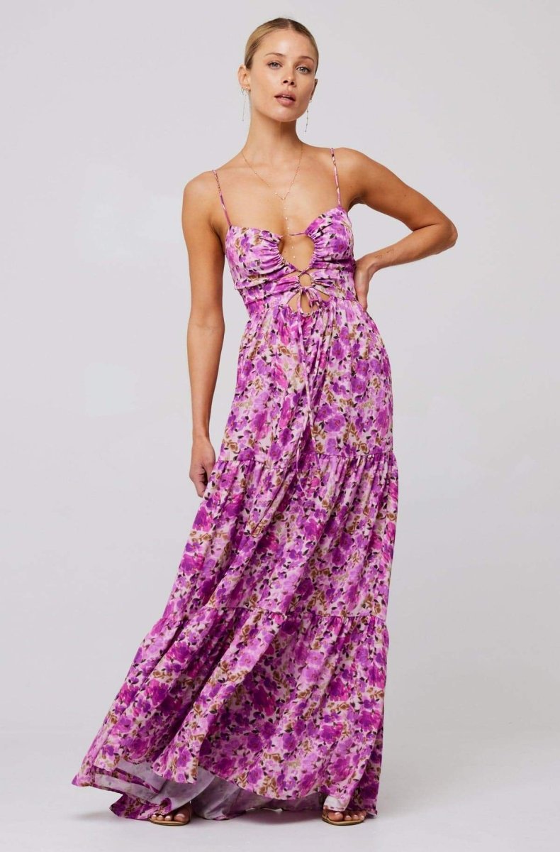 Beverly Printed Cut-out Maxi Slip Dress Mssaz Desses