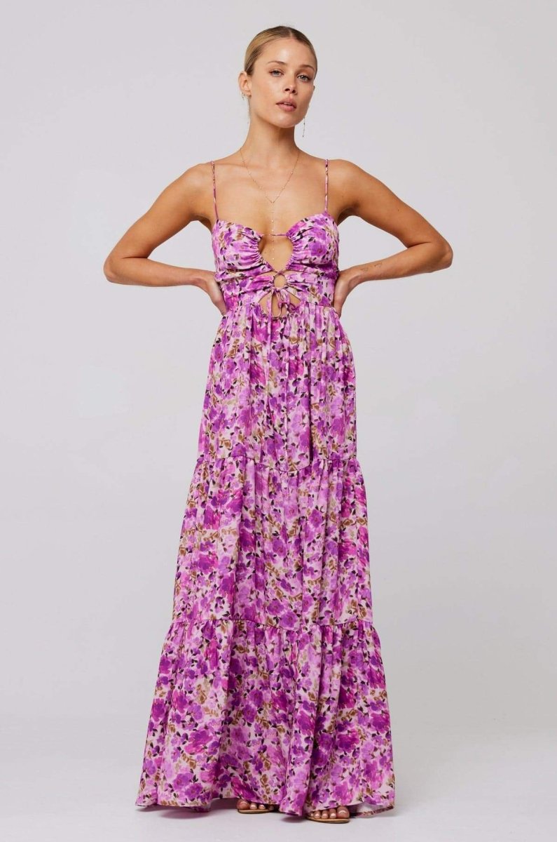 Beverly Printed Cut-out Maxi Slip Dress Mssaz Desses