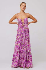 Beverly Printed Cut-out Maxi Slip Dress Mssaz Desses