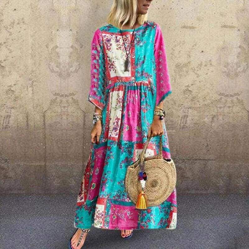 Boho Floral Long Maxi Sundress Mssaz Desses