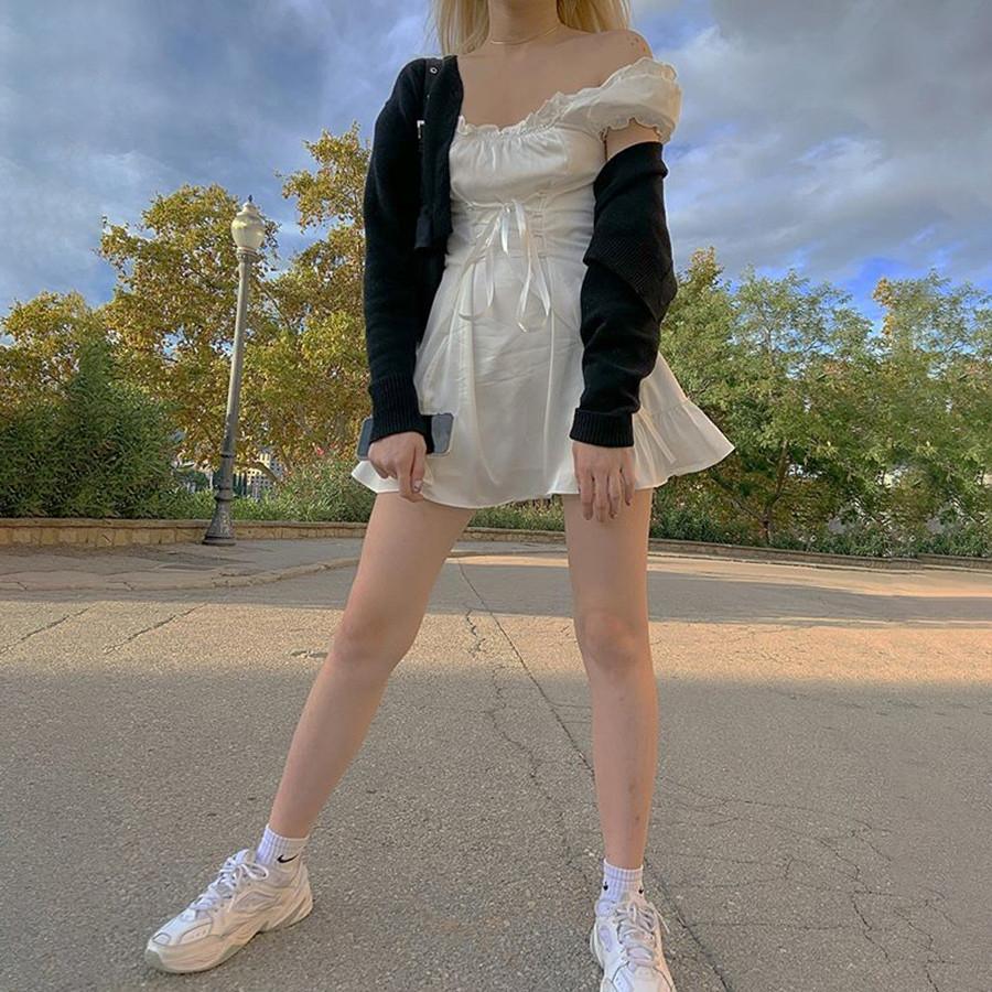 elegant bow white female mini dress Mssaz Desses
