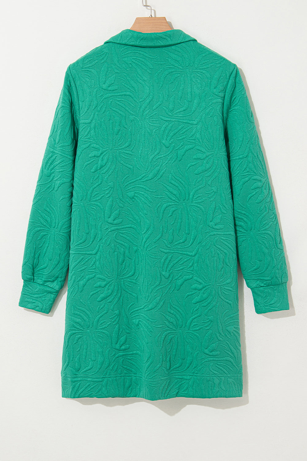 Sea Green Jacquard Textured Quarter Zipper Shift Mini Dress Mssaz Desses