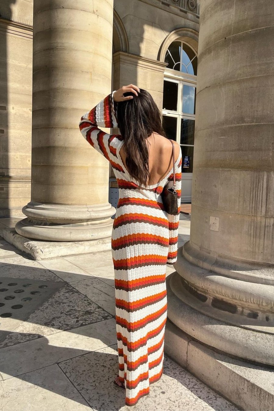 Calista Weaved Zigzag Backless Maxi Knit Dress Mssaz Desses