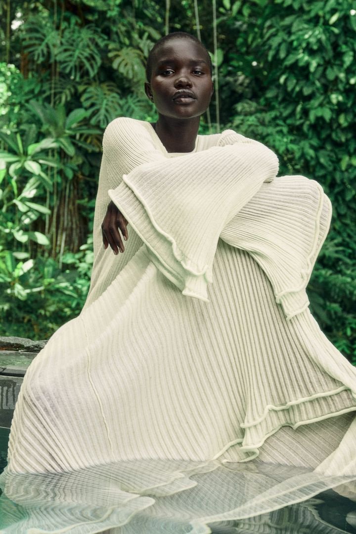 Clara Ruffle Long Sleeve Knit Maxi Dress Mssaz Desses