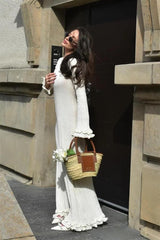 Clara Ruffle Long Sleeve Knit Maxi Dress Mssaz Desses