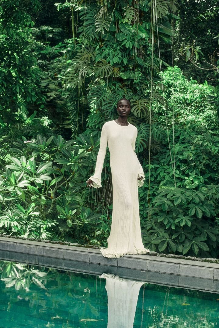 Clara Ruffle Long Sleeve Knit Maxi Dress Mssaz Desses