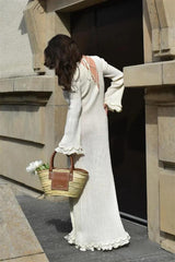 Clara Ruffle Long Sleeve Knit Maxi Dress Mssaz Desses