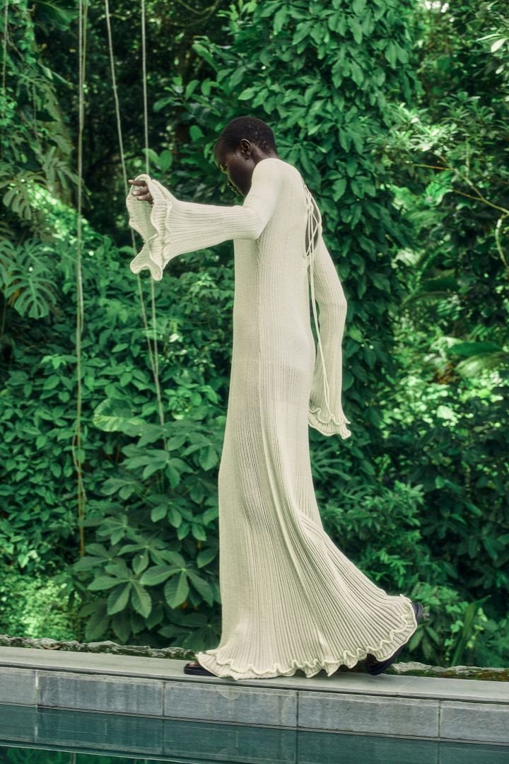 Clara Ruffle Long Sleeve Knit Maxi Dress Mssaz Desses