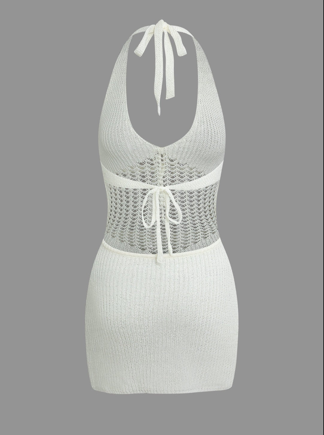 Halter Crochet Waist Backless Knit Mini Dress Mssaz Desses