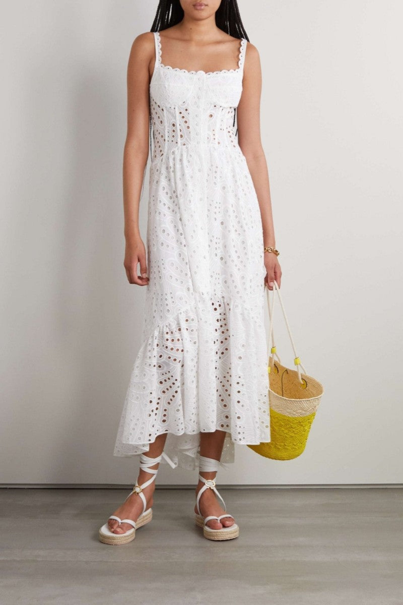 Dolly Embroidered Lace Midi Bustier Dress Mssaz Desses