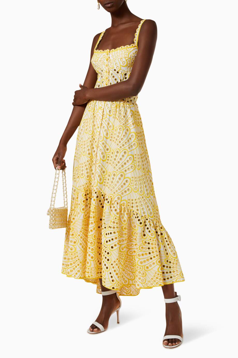Dolly Embroidered Lace Midi Bustier Dress Mssaz Desses