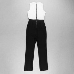 Patchwork Waist Mesh Skinny Jumpsuit Mssza