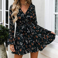 Boho Ruffle Floral Holiday Mini Sun Dress Mssaz Desses