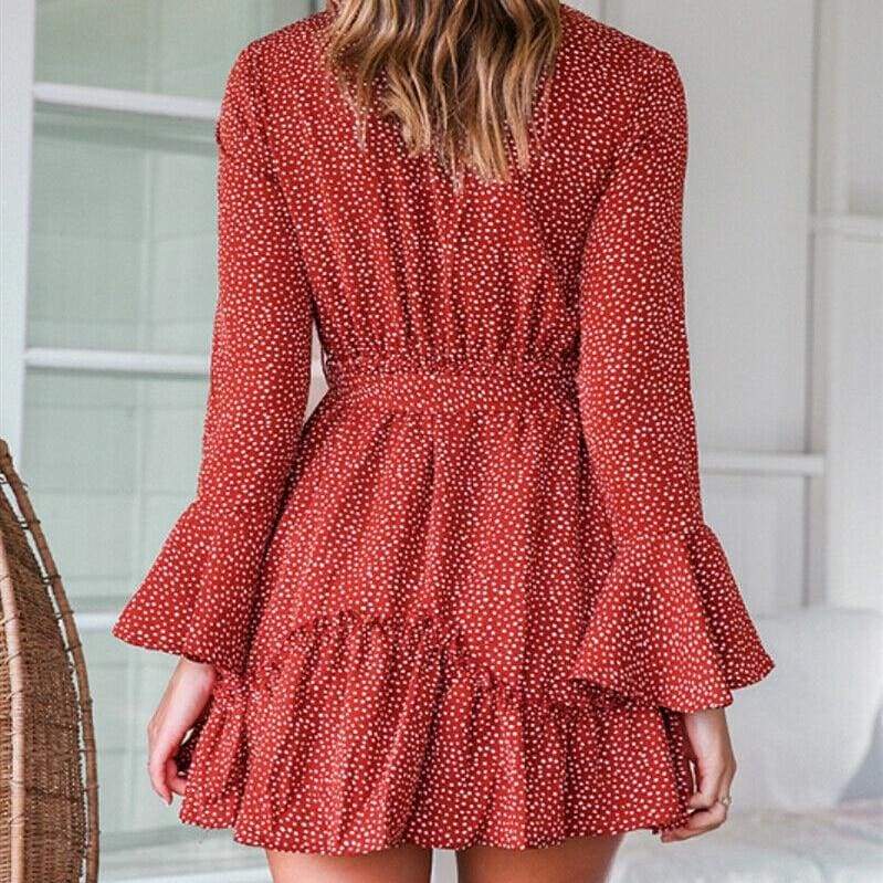 Boho Ruffle Floral Holiday Mini Sun Dress Mssaz Desses