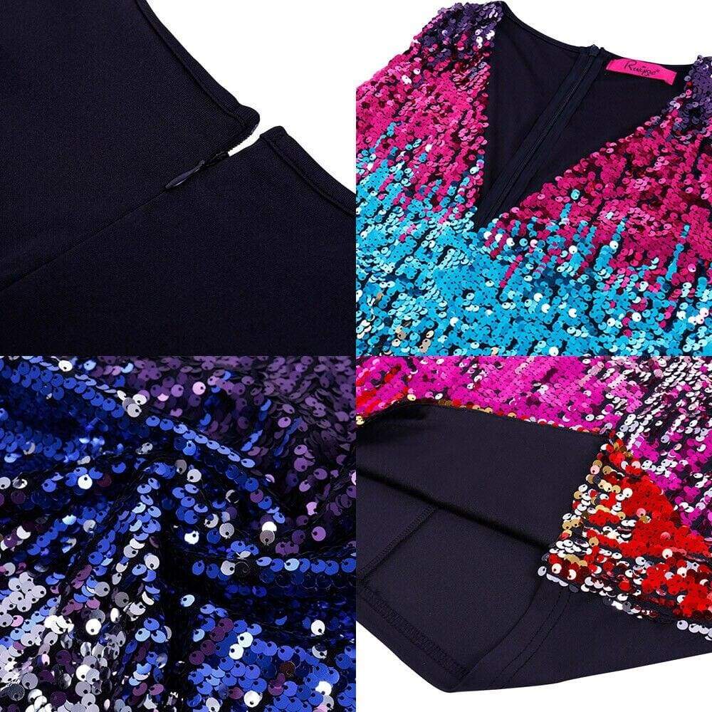 Sleeveless V-Neck Bodycon Sequin Party Short Mini Dress Ladies High Waist New  Party Dress Mssaz Desses
