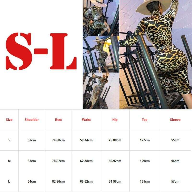 Long Sleeve Bodycon Dress  Ladies High Neck Party Slim Fitness Leopard Printed Dresses Mssaz Desses