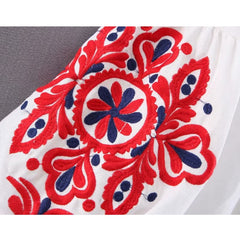 Floral Embroidery O-neck Long Sleeve Boho Shirts Mssza