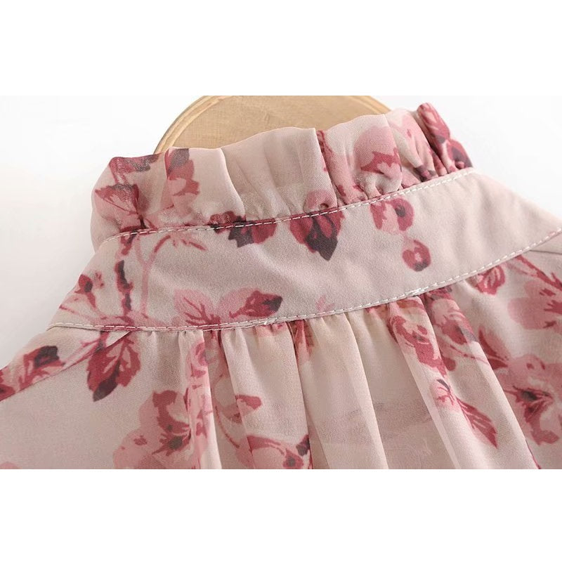 Floral Print Turtleneck Blouse Shirts Mssza