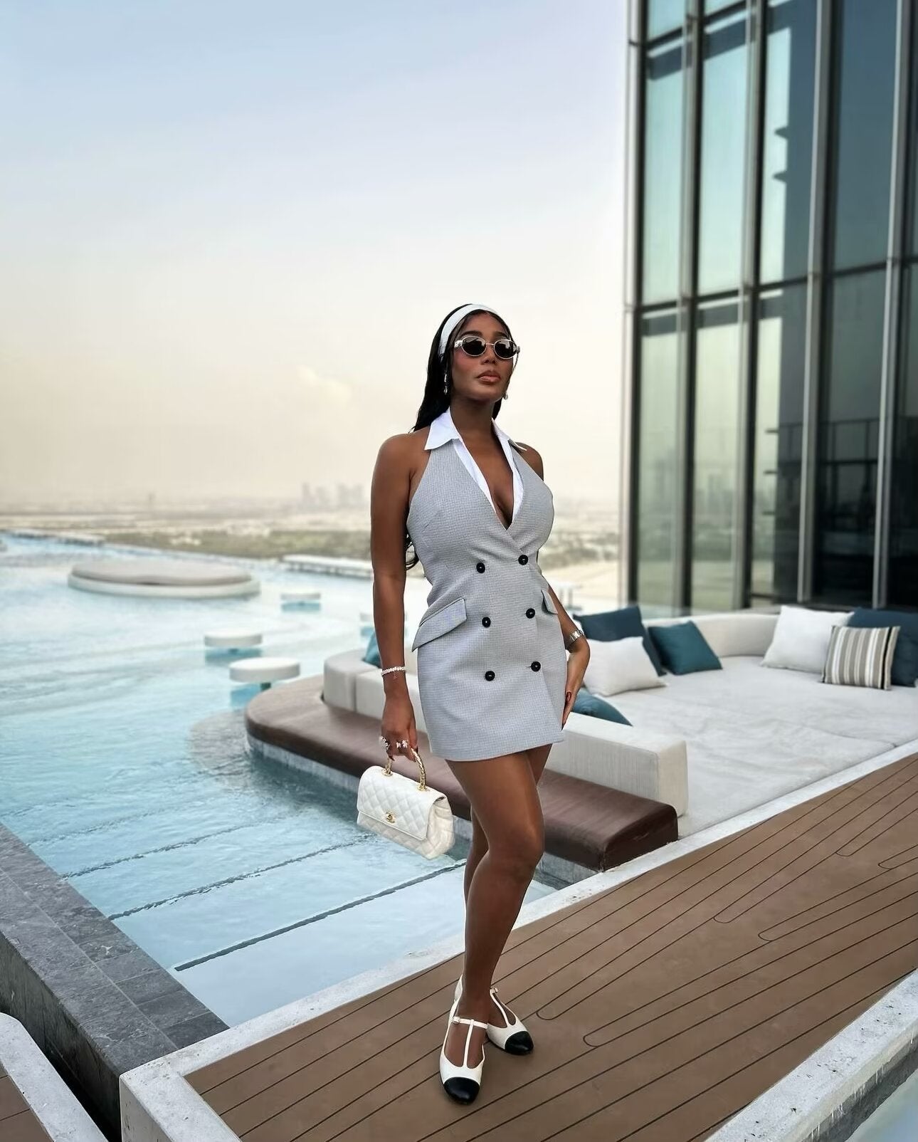 Plaid Halter Sleeveless Button Dress Mssaz Desses
