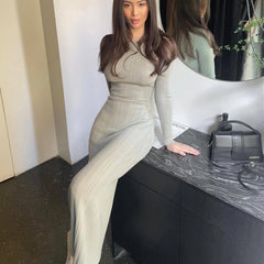 Long Sleeve Knit High Waist Casual Elegant Stylish  Charming Maxi Dress Mssaz Desses