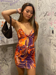 Vacation Outfits Hollow Out Twist Front Body Con Club Wear Cut Out Dress Mssaz Desses
