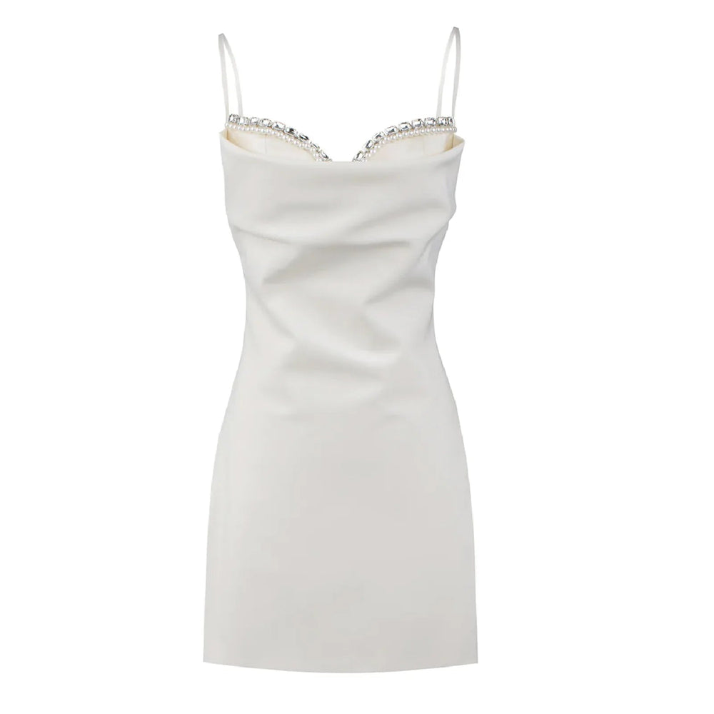 Spaghetti Strap Bodycon Dresses Rhinestones  Slim Fit Sleeveless V Neck Mini Dress Mssaz Desses