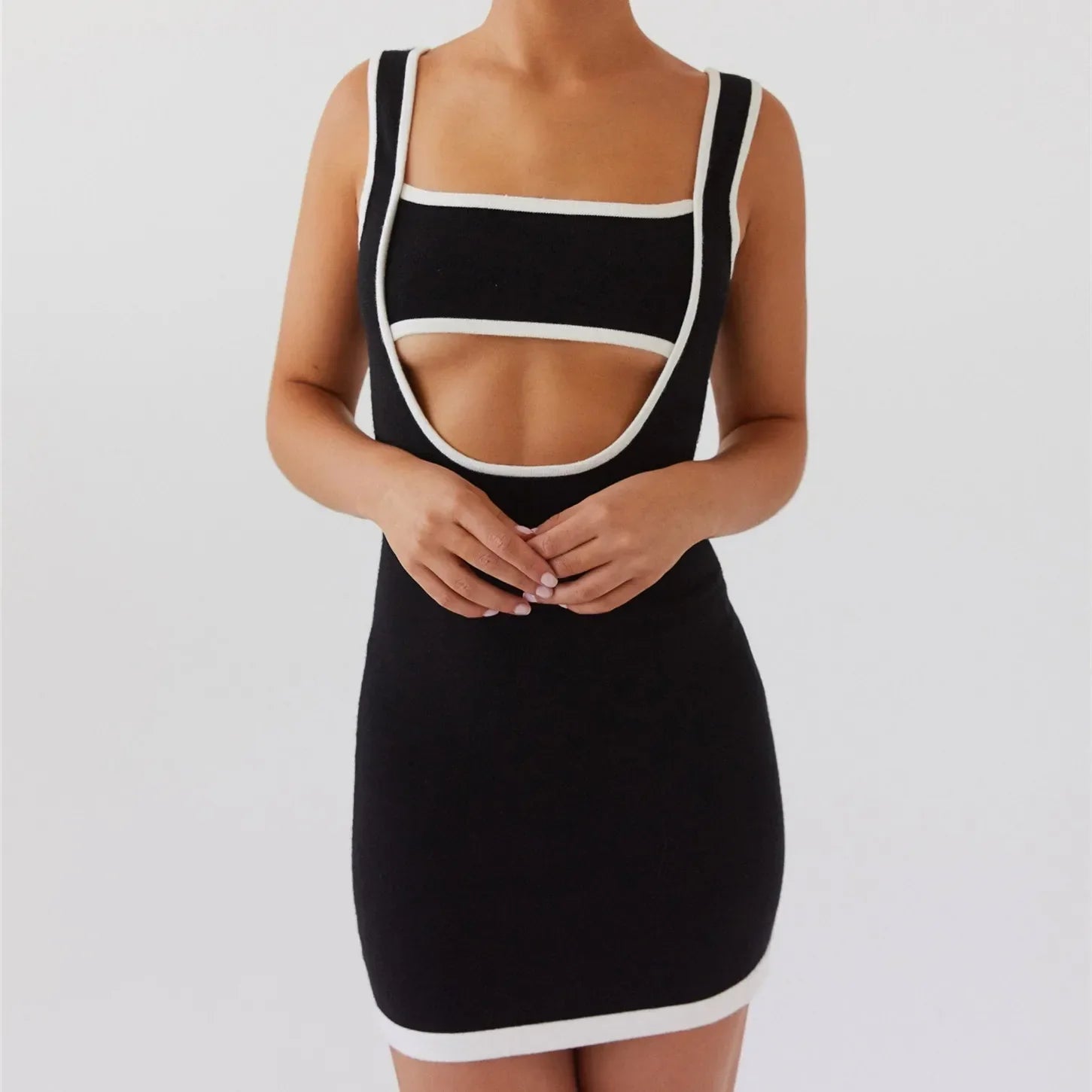 Club Night Out Sleeveless Hollow Out Mini Bodycon Cut Out Dress Mssaz Desses