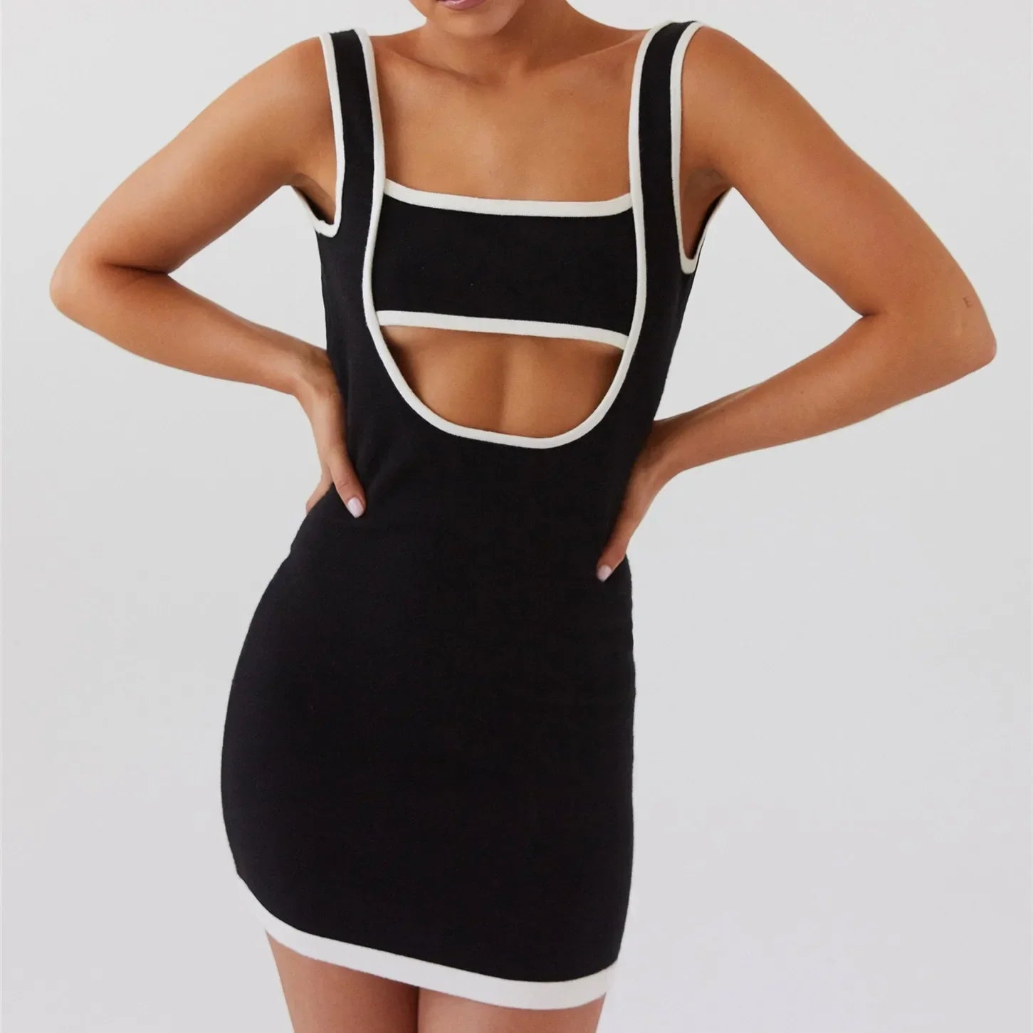 Club Night Out Sleeveless Hollow Out Mini Bodycon Cut Out Dress Mssaz Desses