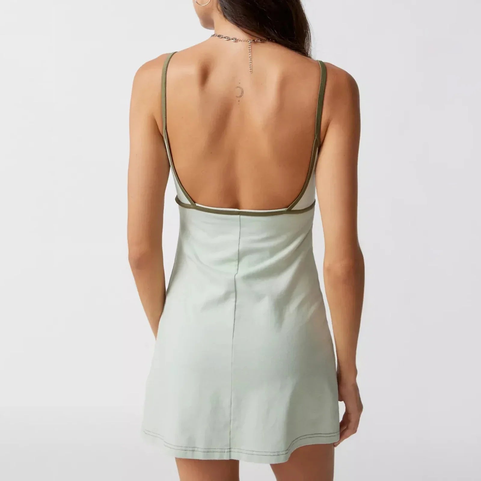 Y2K Halter Neck Backless Lace Up Bodycon Sling  Beach Cut Out Dress Mssaz Desses
