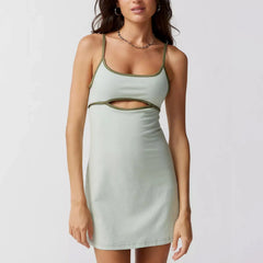 Y2K Halter Neck Backless Lace Up Bodycon Sling  Beach Cut Out Dress Mssaz Desses