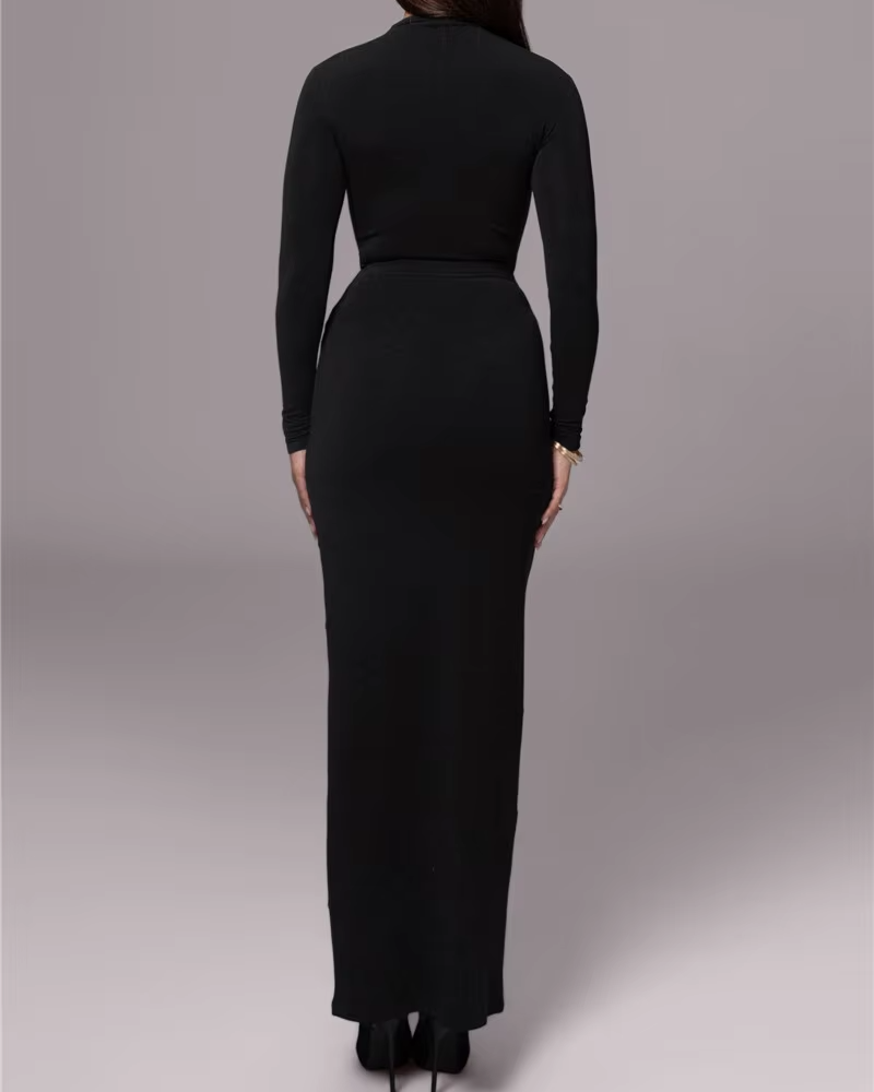 Solid O Neck Long Sleeve Elegant Bodysuits Mssza