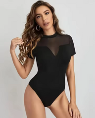 Simple Round -neck short -sleeved Bodysuit Mssza