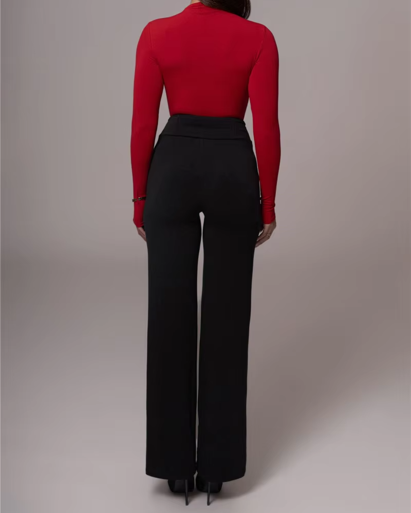 Solid O Neck Long Sleeve Elegant Bodysuits Mssza