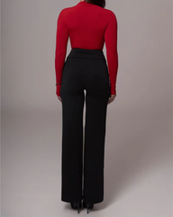 Solid O Neck Long Sleeve Elegant Bodysuits Mssza