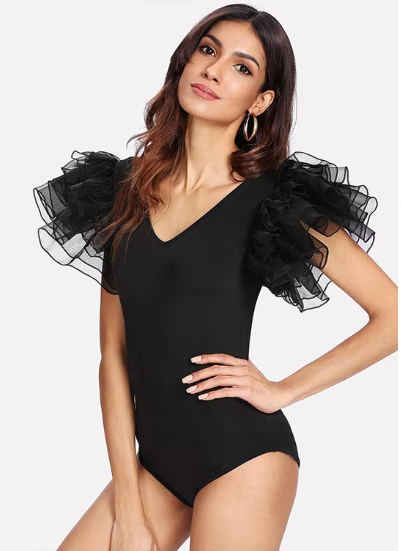 Casual Lace Ruffles Short Sleeve Rompers Mssza