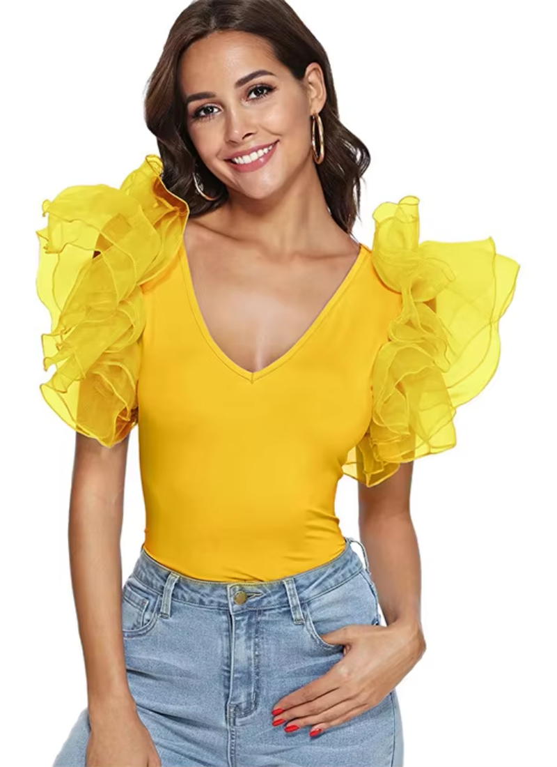 Casual Lace Ruffles Short Sleeve Rompers Mssza