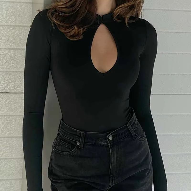 Versatile Knit Streetwear Long Sleeve Bodysuits Mssza