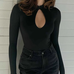 Versatile Knit Streetwear Long Sleeve Bodysuits Mssza