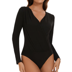 Cross Wrap Design Long Sleeve Streetwear Bodysuit Mssza