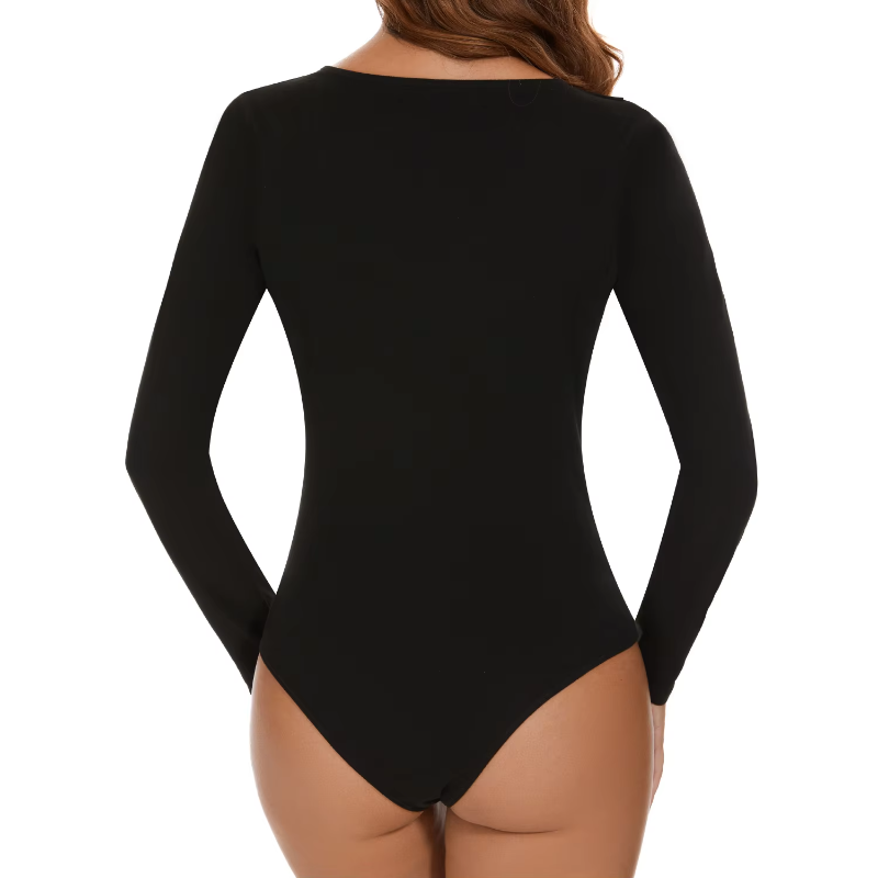 Cross Wrap Design Long Sleeve Streetwear Bodysuit Mssza