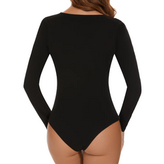 Cross Wrap Design Long Sleeve Streetwear Bodysuit Mssza