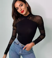 Skinny Turtleneck Streetwear Elegant Bodysuit Tops Mssza