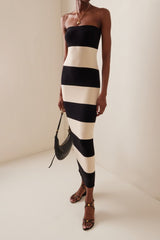 Joanne Strapless Stripes Midi Knit Dress Mssaz Desses