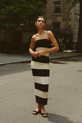 Joanne Strapless Stripes Midi Knit Dress Mssaz Desses