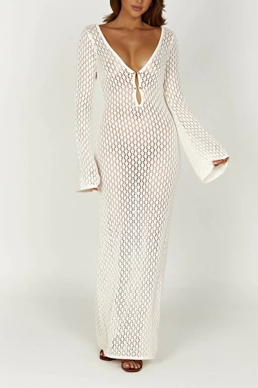 Josie V-neck Cut-out Knit Maxi Dress Mssaz Desses