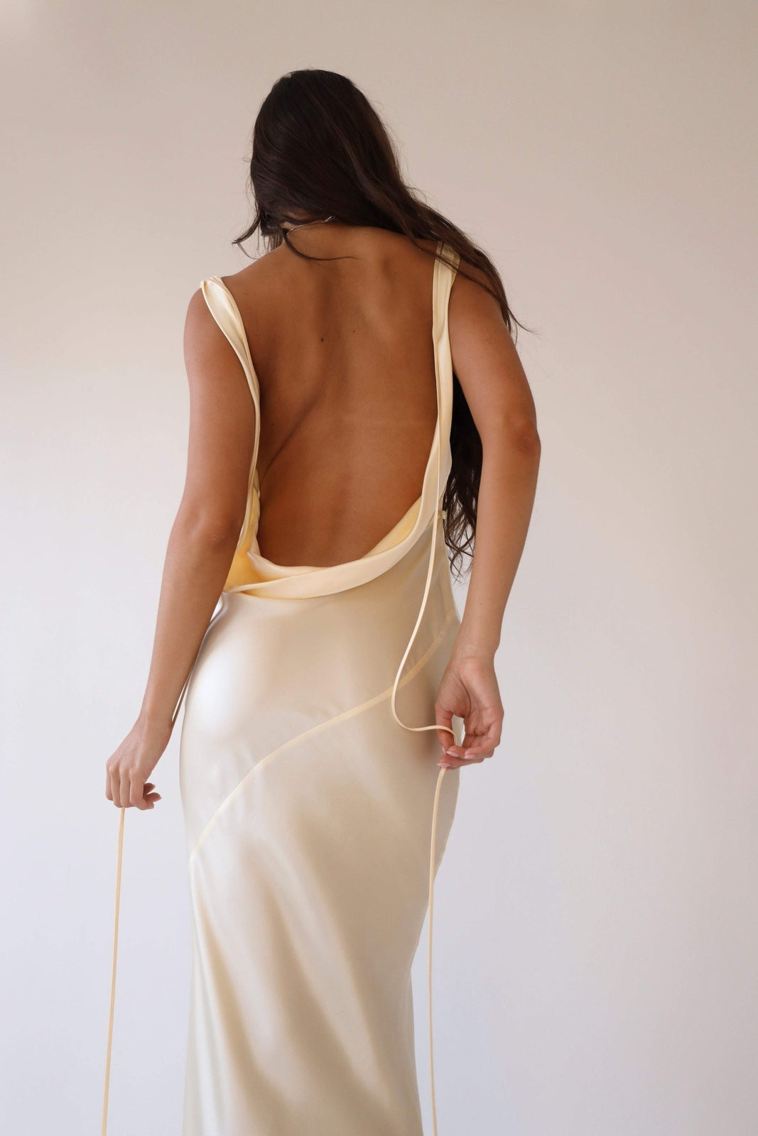 Persis Cowls Backless Satin Maxi Dress Mssaz Desses